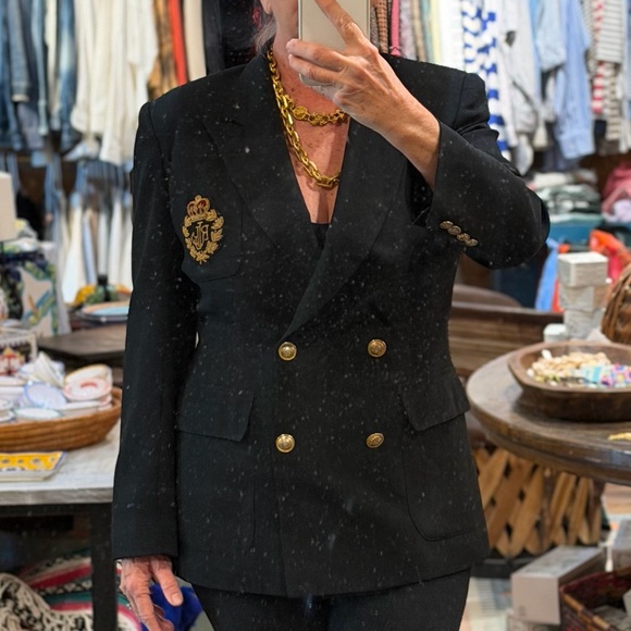 Lauren Ralph Lauren Jackets & Blazers - RALPH LAUREN Blazer w/Crest, Black Wool, Size 10